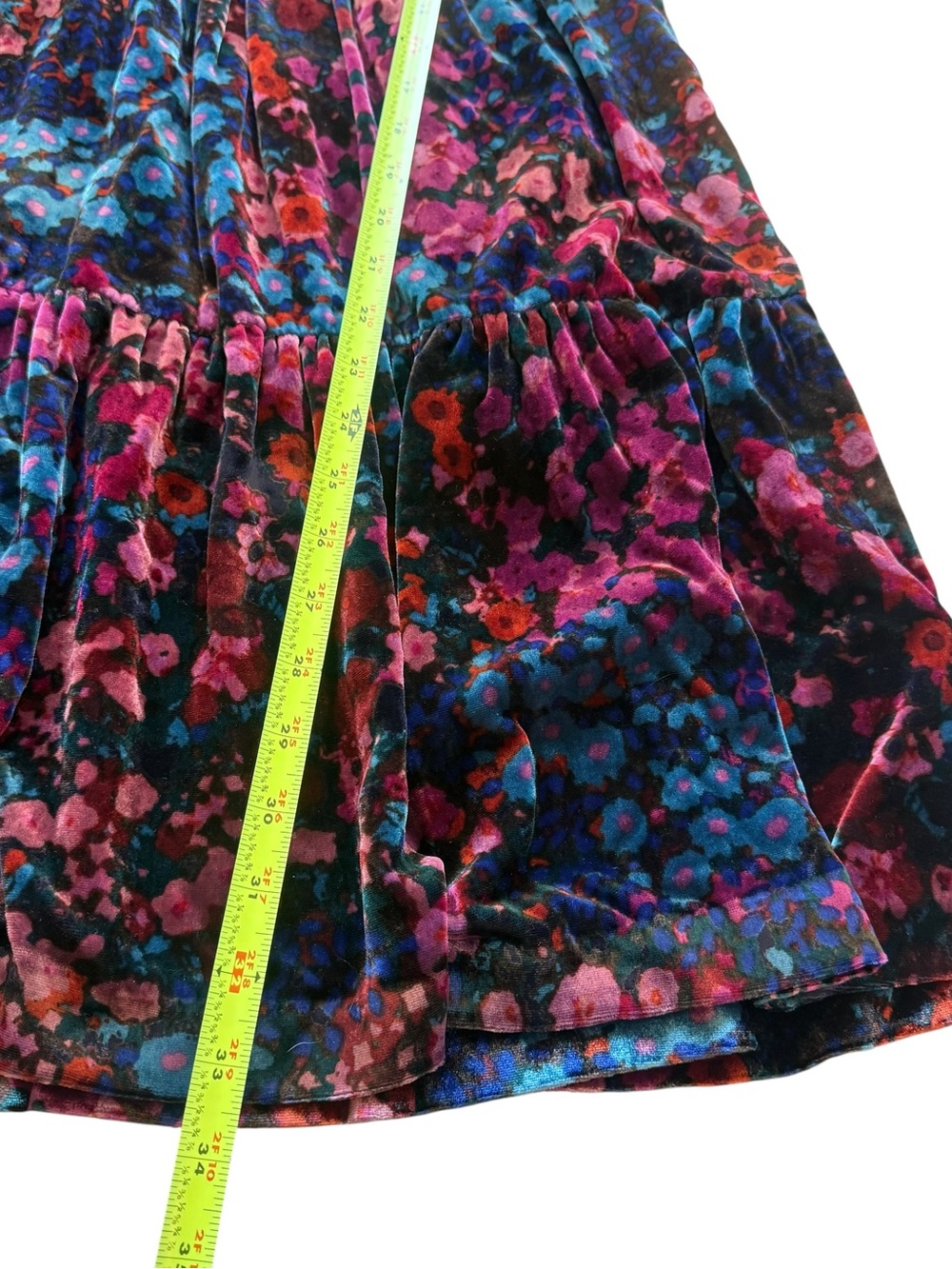 Anthropologie Maeve Velvet Floral Tiered Mini Shirt Dress Boho Cottagecore XS - Picture 10 of 15